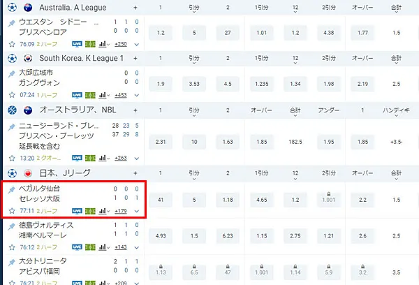 ライブ試合一覧