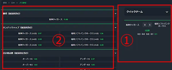 ライブベット 画面全体