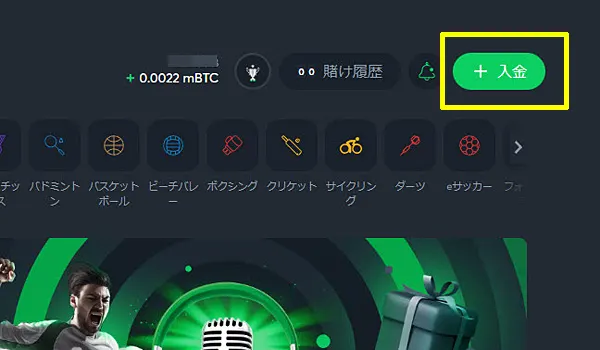 スポーツベットアイオー 入金画面